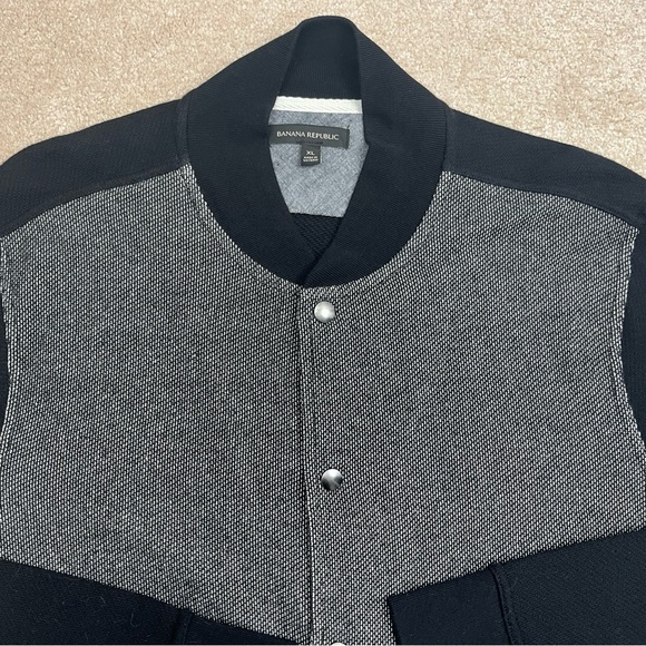 Banana Republic Jacket XL Black Snap Button Lightweight Bomber Style Preppy Men - Picture 3 of 15